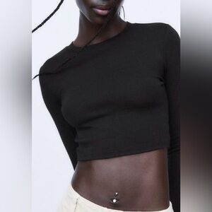 NWT Zara Classic Black Women's Crop Top, size M-L